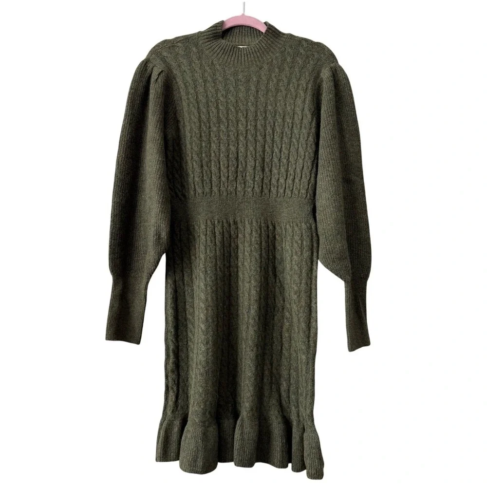 AWARE by Vero Moda Olive‎ Cable Knit Sweater Dress – Size L (NWT)